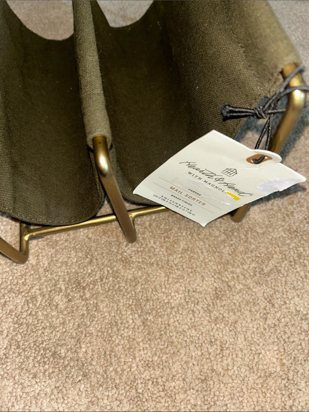Hearth & Hand Brass Finish /Canvas Mail Sorter - Picture 6 of 8